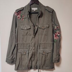 Knox Rose Utility Jacket with Floral Embroidery